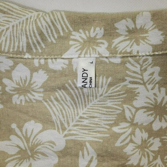 Coofandy Large Hawaiian Tropical Aloha Shirt in Tan and Cream or White for Men - Picture 5 of 6